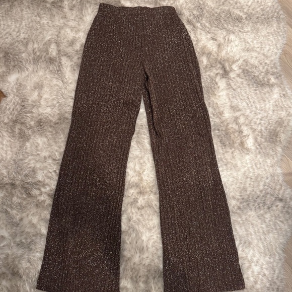 River Island Sparkly wide leg brown pants - Picture 1 of 3